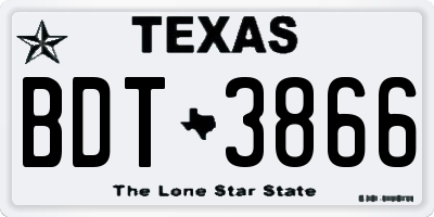 TX license plate BDT3866