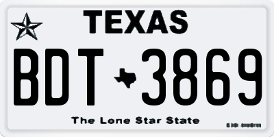 TX license plate BDT3869