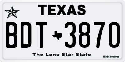 TX license plate BDT3870