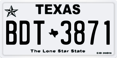 TX license plate BDT3871