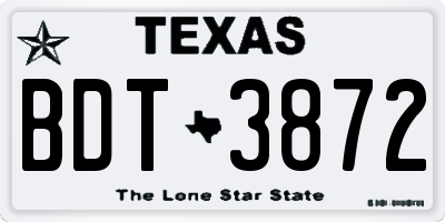 TX license plate BDT3872