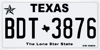 TX license plate BDT3876