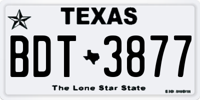 TX license plate BDT3877
