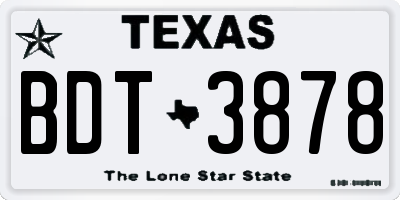 TX license plate BDT3878