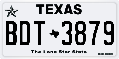 TX license plate BDT3879