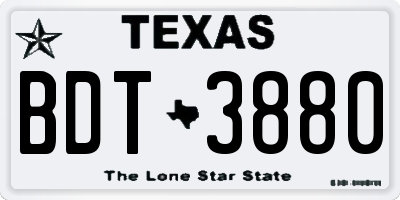 TX license plate BDT3880