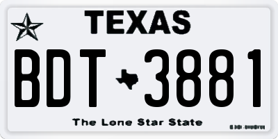 TX license plate BDT3881