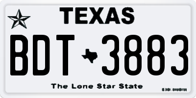 TX license plate BDT3883