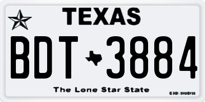 TX license plate BDT3884