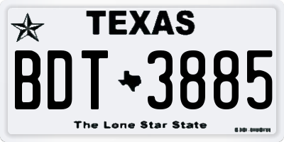 TX license plate BDT3885