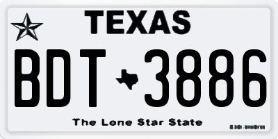 TX license plate BDT3886