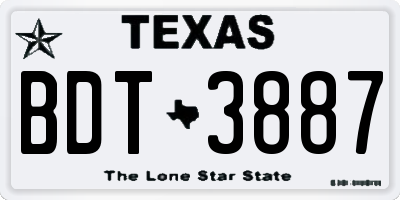 TX license plate BDT3887