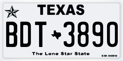TX license plate BDT3890