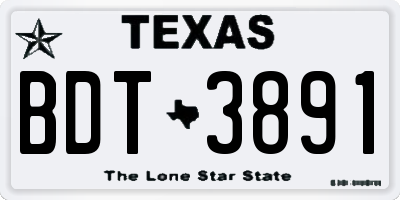 TX license plate BDT3891