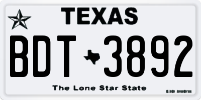 TX license plate BDT3892