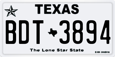 TX license plate BDT3894
