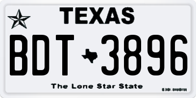 TX license plate BDT3896