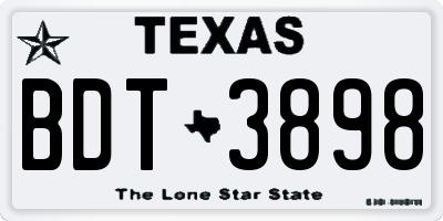 TX license plate BDT3898