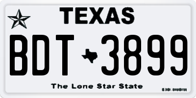 TX license plate BDT3899