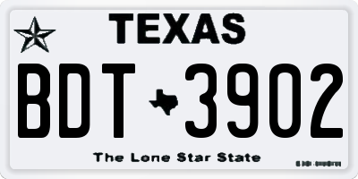 TX license plate BDT3902