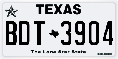 TX license plate BDT3904