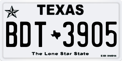 TX license plate BDT3905