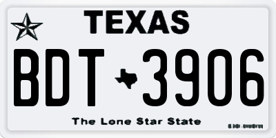 TX license plate BDT3906