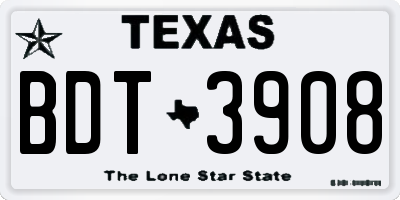TX license plate BDT3908