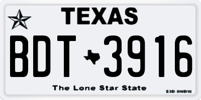 TX license plate BDT3916
