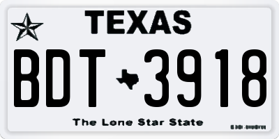 TX license plate BDT3918