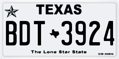 TX license plate BDT3924