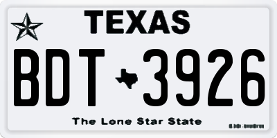 TX license plate BDT3926