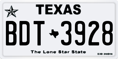TX license plate BDT3928