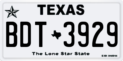 TX license plate BDT3929