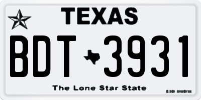 TX license plate BDT3931