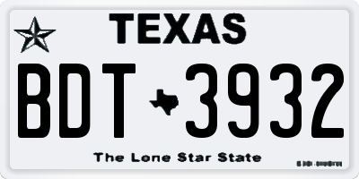 TX license plate BDT3932