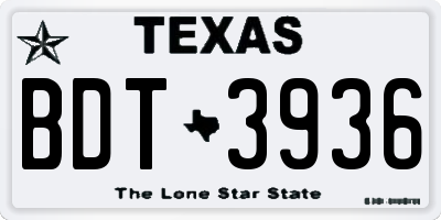 TX license plate BDT3936