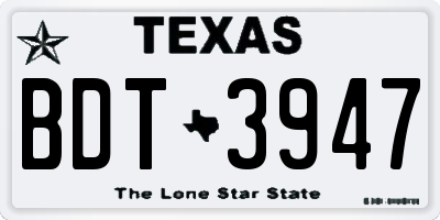 TX license plate BDT3947