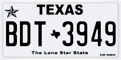 TX license plate BDT3949