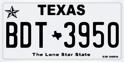 TX license plate BDT3950
