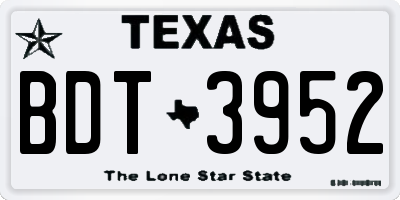 TX license plate BDT3952