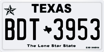 TX license plate BDT3953