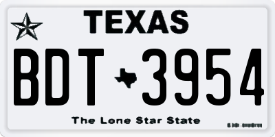 TX license plate BDT3954