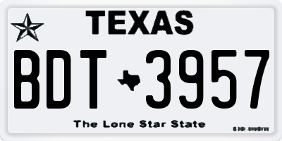 TX license plate BDT3957