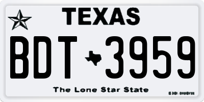 TX license plate BDT3959