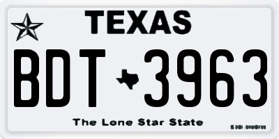 TX license plate BDT3963