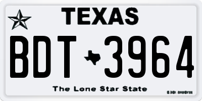 TX license plate BDT3964