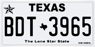 TX license plate BDT3965