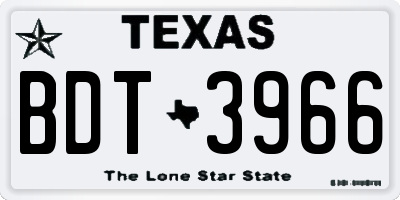 TX license plate BDT3966
