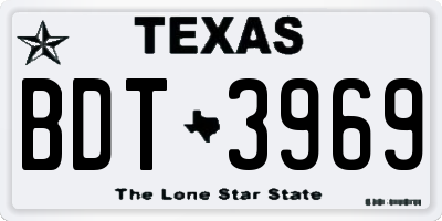 TX license plate BDT3969